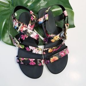 Christian Siriano for Payless Black Floral Sandals Size 8